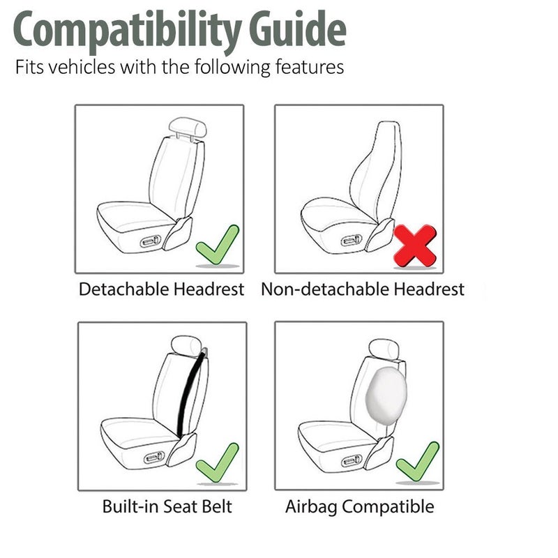 FH Group Front Set Faux Leather Car Seat Covers for Low Back Seat with Removable Headrest, Universal Fit, Airbag Compatible Seat Cover for SUV, Gray/Black - Image 4